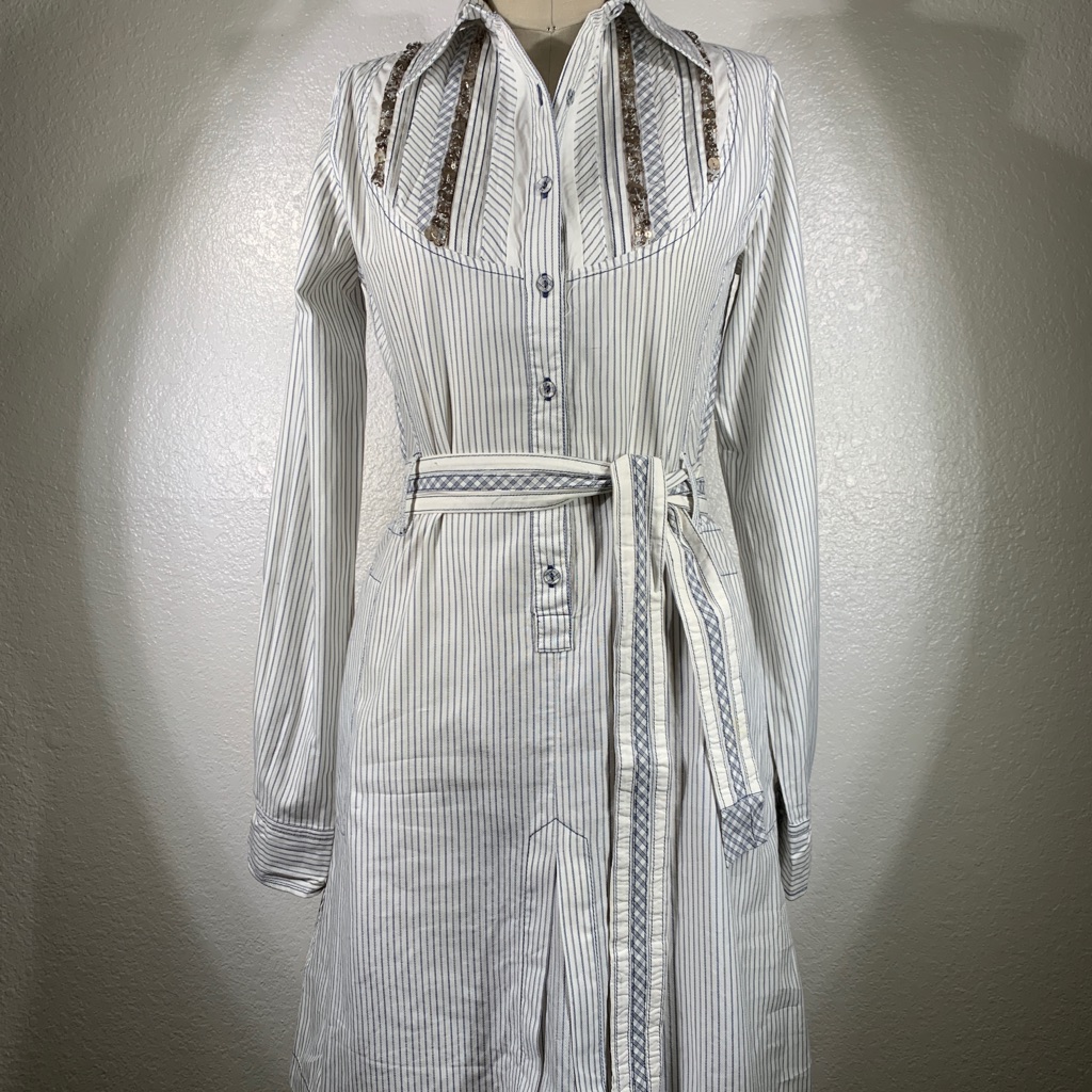 3j Workshop By Johnny Was Pinstripe Tuxedo Dutch Dress S Nwt